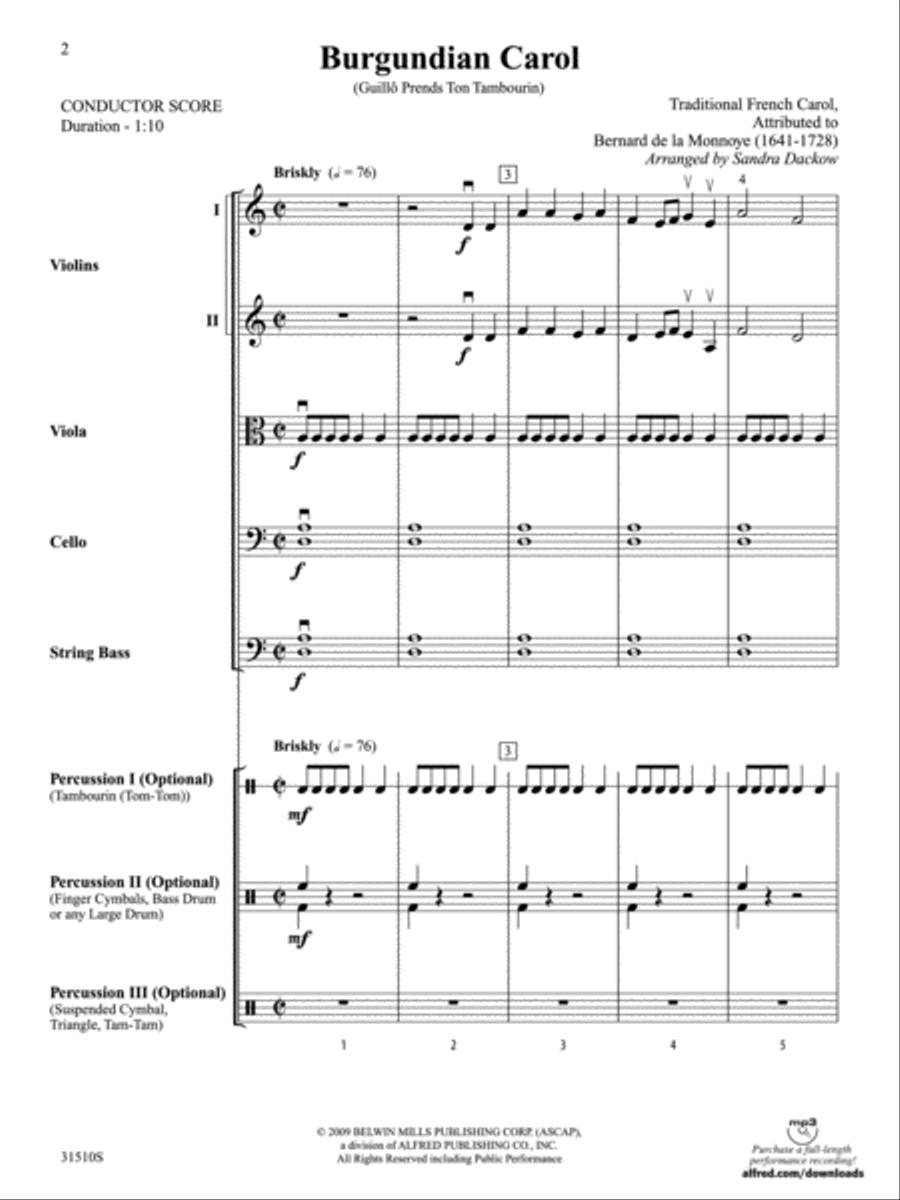 Burgundian Carol (Guillo Prends Ton Tambourin) Burgundian Carol (Guillo Prends Ton Tambourin) String Orchestra scores gallery preview page 2