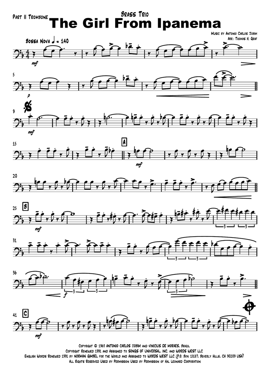 The Girl From Ipanema (Garota De Ipanema) Brass Ensemble scores gallery preview page 6