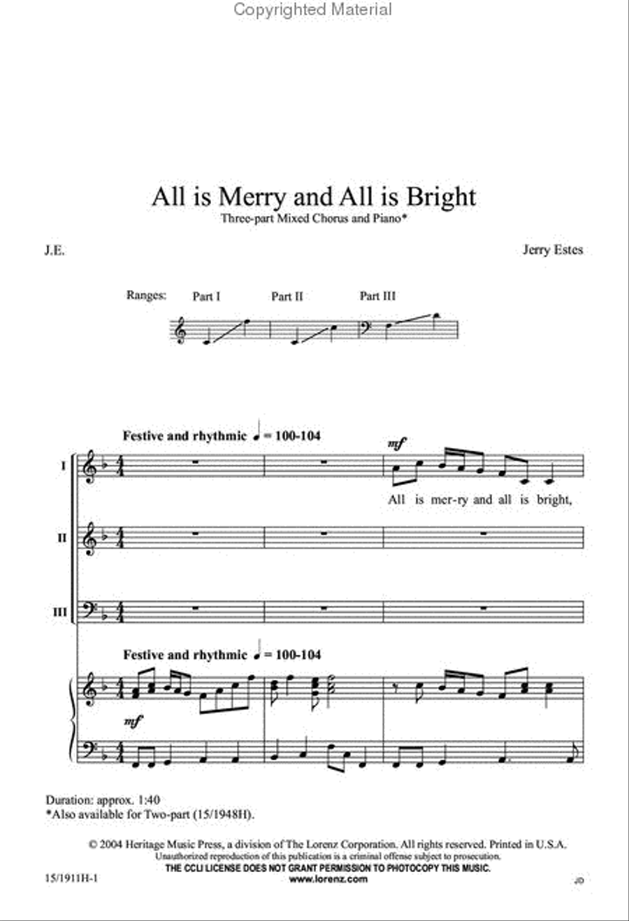 All is Merry and All is Bright 3-Part scores gallery preview page 2
