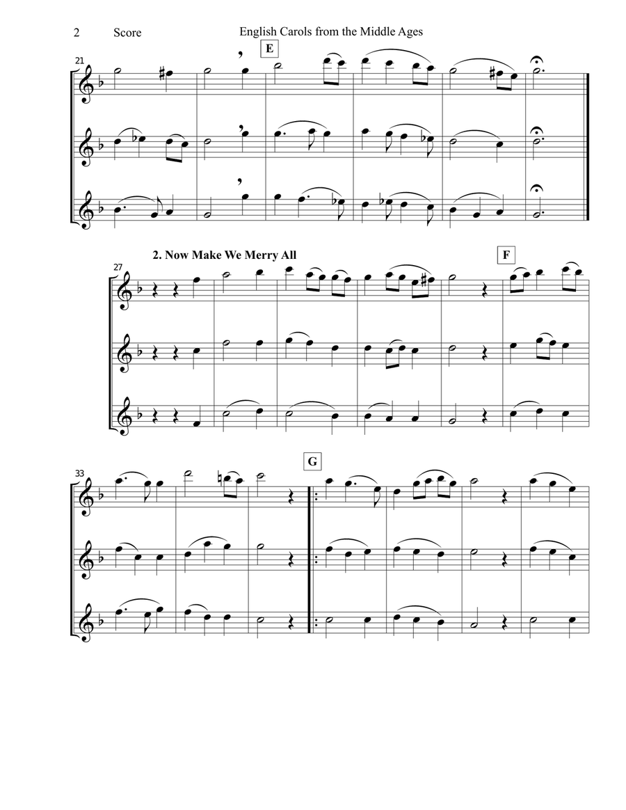 English Carols from the Middle Ages - flexible woodwind trio Woodwind Trio scores gallery preview page 3
