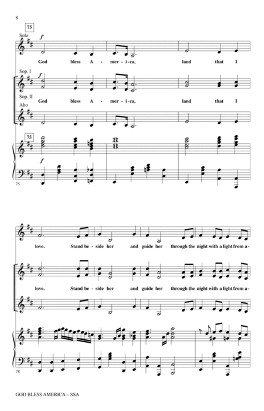 God Bless America (arr. Bruce Healey) SSA scores gallery preview page 7