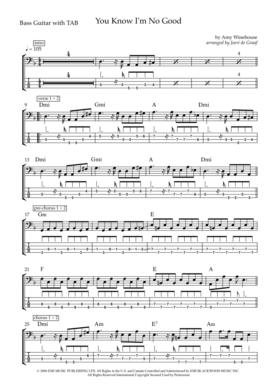 You Know I'm No Good Guitar Tablature scores gallery preview page 1