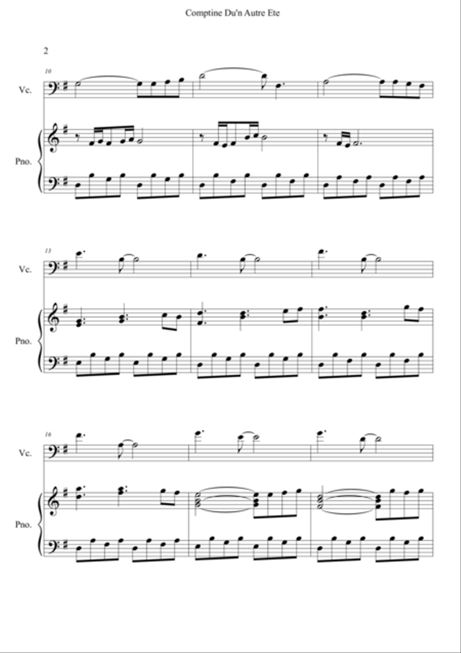 Amelie Comptine D'un Autre été  Cello and Piano image number null