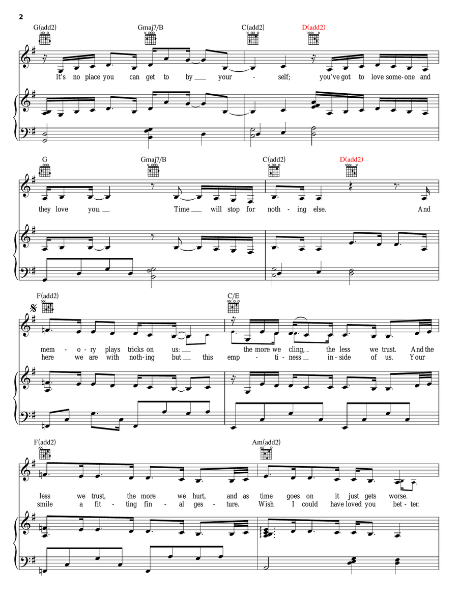 Where Time Stands Still Piano, Vocal, Guitar scores gallery preview page 2