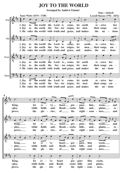 Joy To The World A Cappella SATB image number null