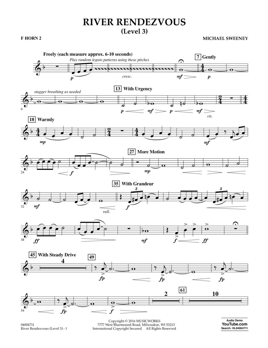 River Rendezvous - F Horn 2 (Level 3) Horn scores gallery preview page 1