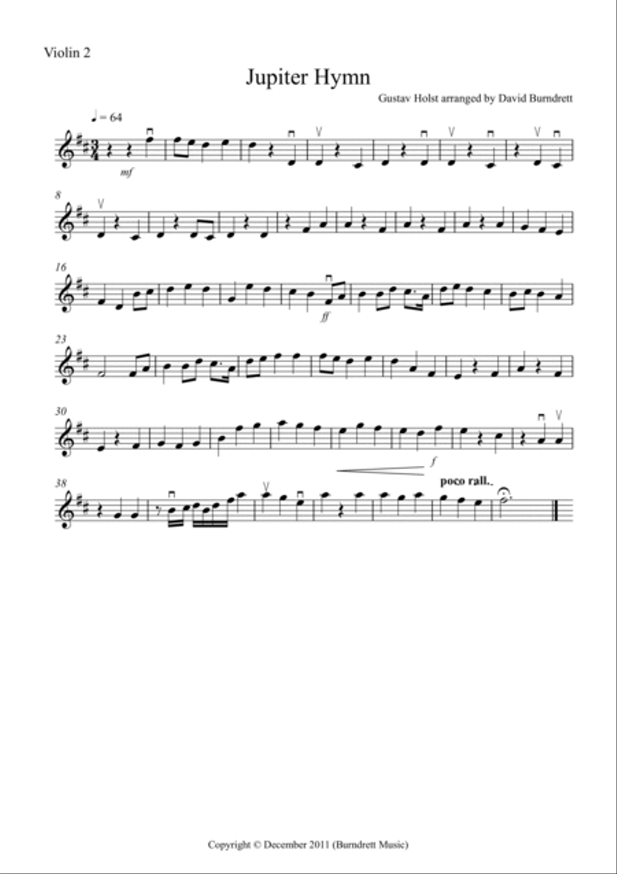 Jupiter Hymn for String Orchestra String Quartet scores gallery preview page 5