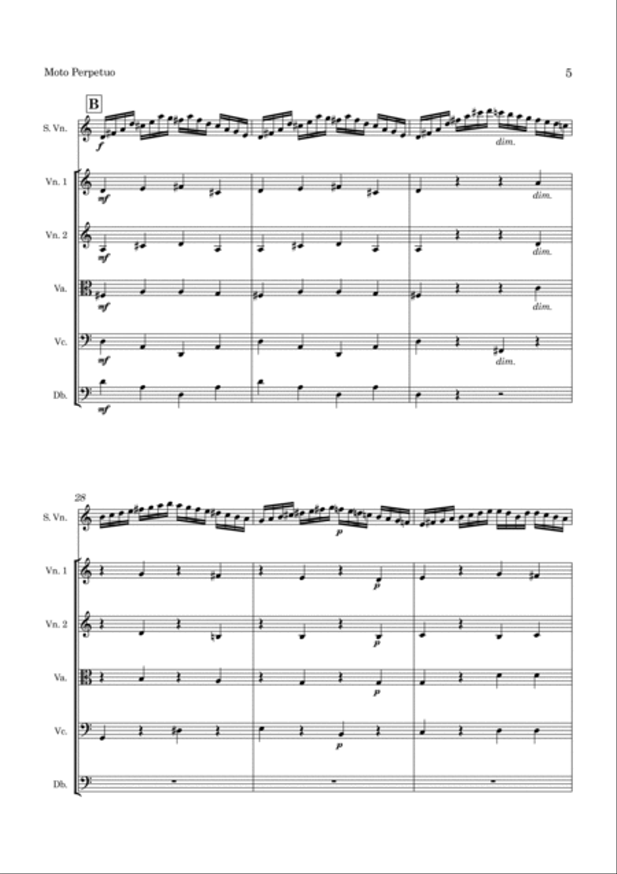 Paganini Moto Perpetuo Op. 11 for Violin and String Orchestra String Orchestra scores gallery preview page 6