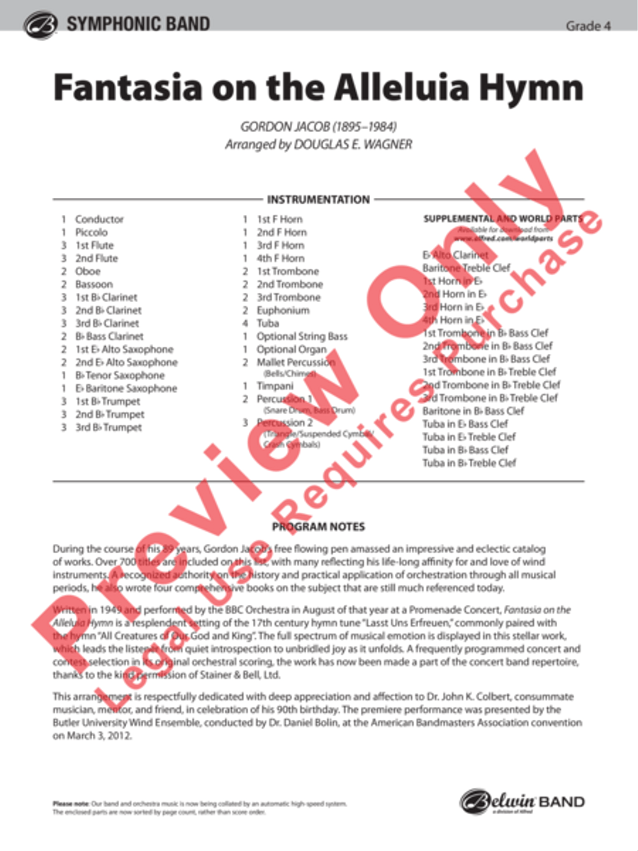 Fantasia on the Alleluia Hymn Concert Band scores gallery preview page 2