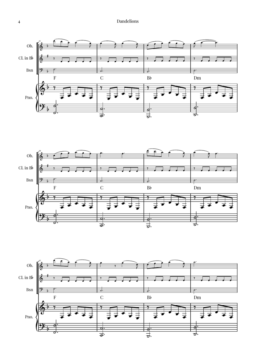 Dandelions Woodwind Trio scores gallery preview page 4