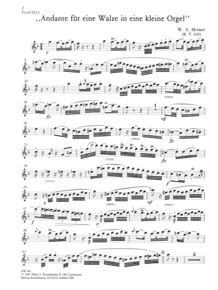 Andante for 2 flutes, violin and viola