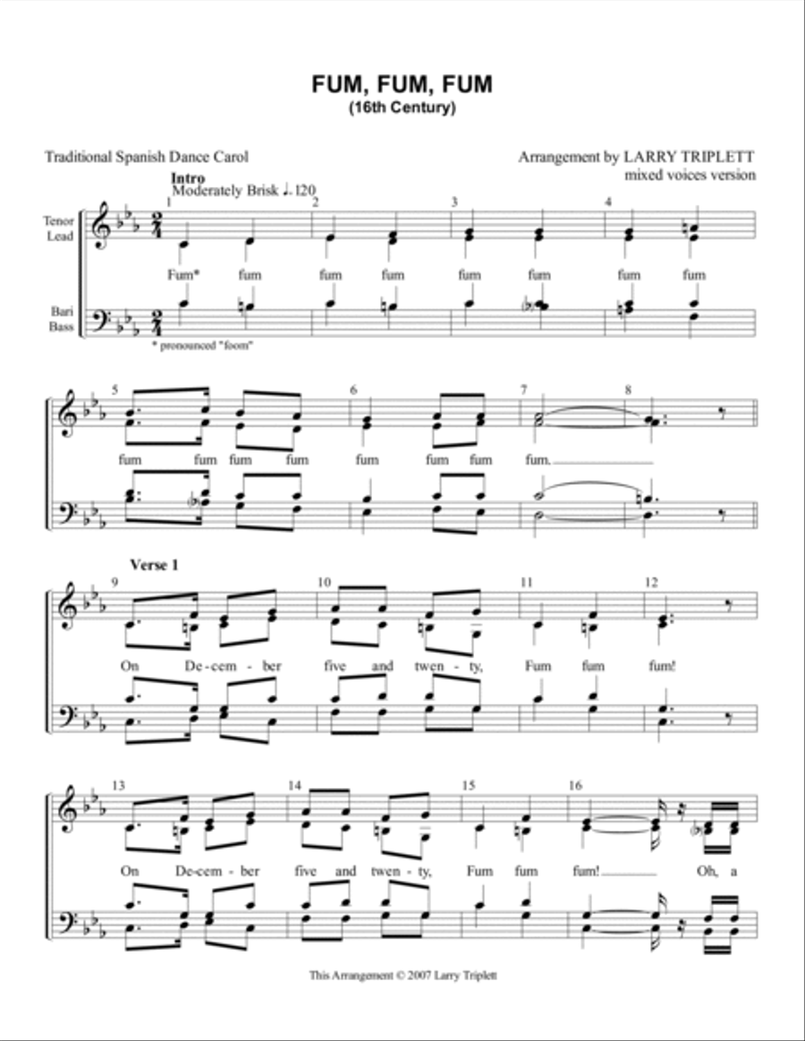 Fum, Fum, Fum Fum, Fum, Fum 4-Part scores gallery preview page 1