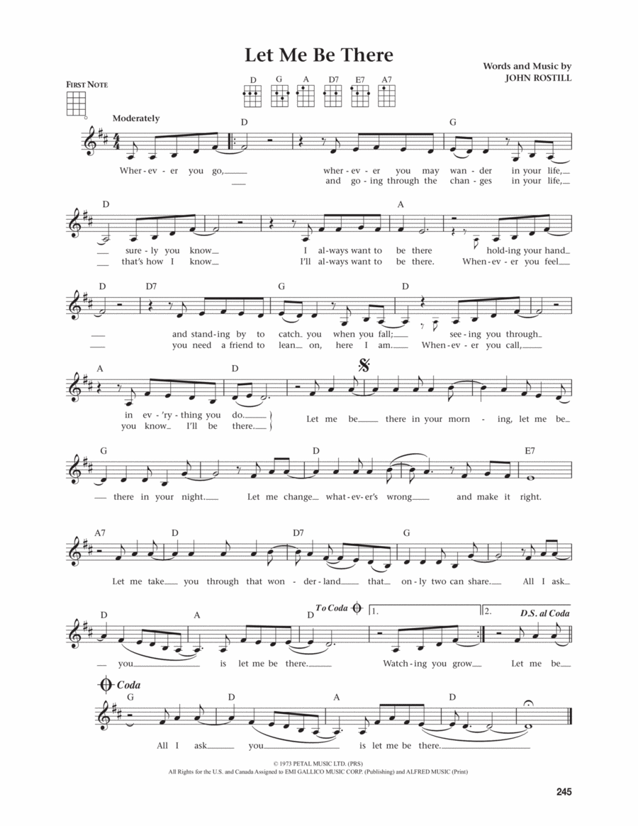 Let Me Be There (from The Daily Ukulele) (arr. Jim Beloff) Ukulele scores gallery preview page 1