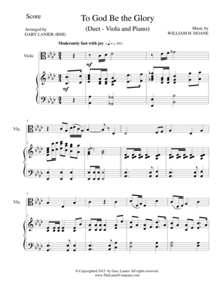 TO GOD BE THE GLORY (Duet – Viola and Piano/Score and Parts)