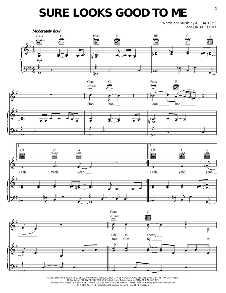 Sure Looks Good To Me Piano, Vocal, Guitar scores gallery preview page 1