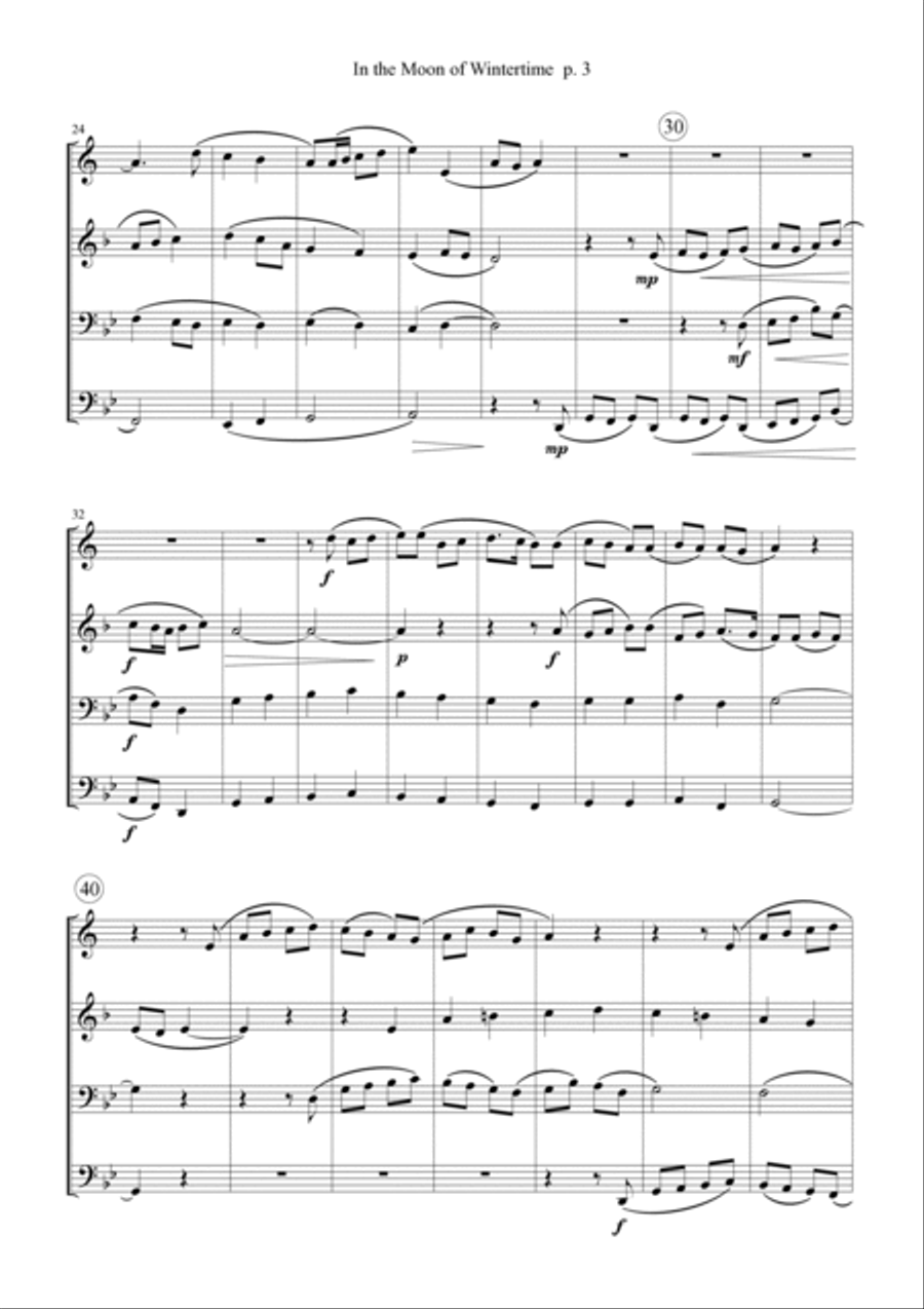 In the Moon of Wintertime - Brass Quartet Brass Quartet scores gallery preview page 3
