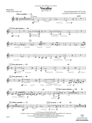 Vocalise, Op. 34, No. 14: (wp) B-flat Tuba T.C.