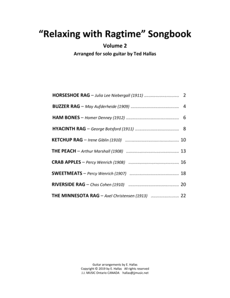 Relaxing with Ragtime Songbook, Volume 2