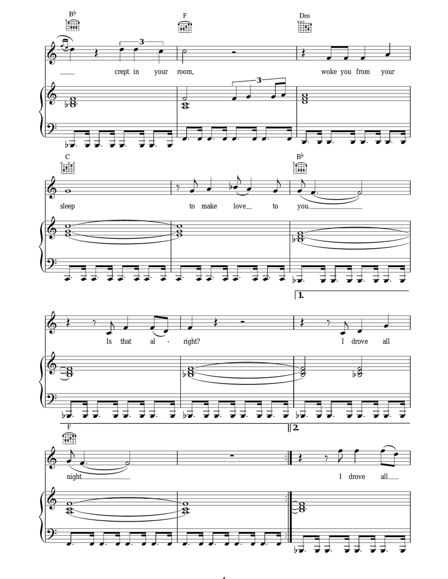 I Drove All Night Piano, Vocal scores gallery preview page 4