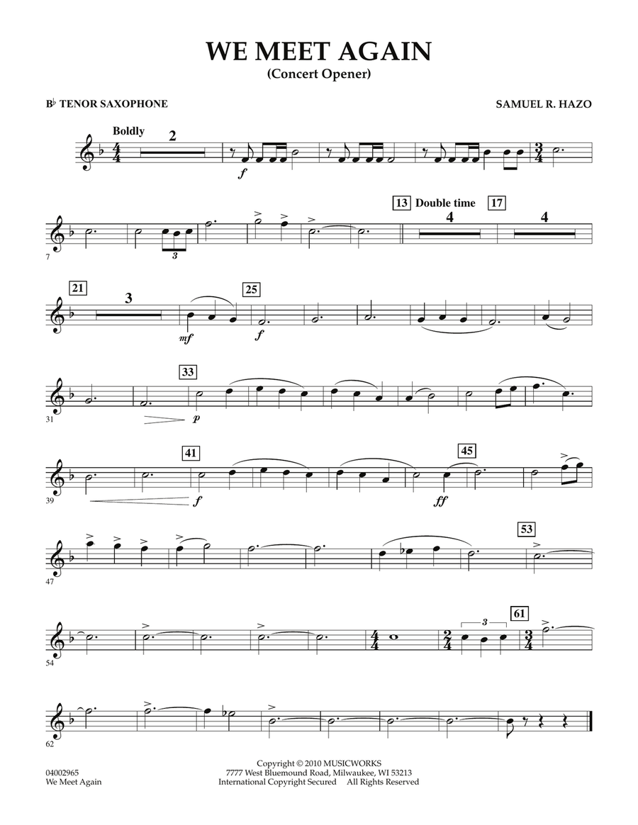 We Meet Again - Bb Tenor Saxophone