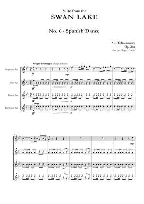 Book cover for "Spanish Dance" from Swan Lake Suite for Saxophone Quartet