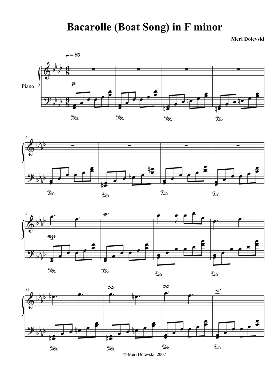 Boat Song in F minor Piano Solo scores gallery preview page 1