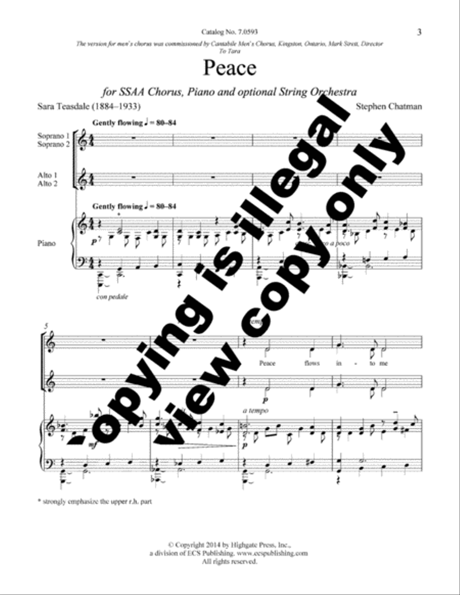 Peace Peace SSAA scores gallery preview page 2