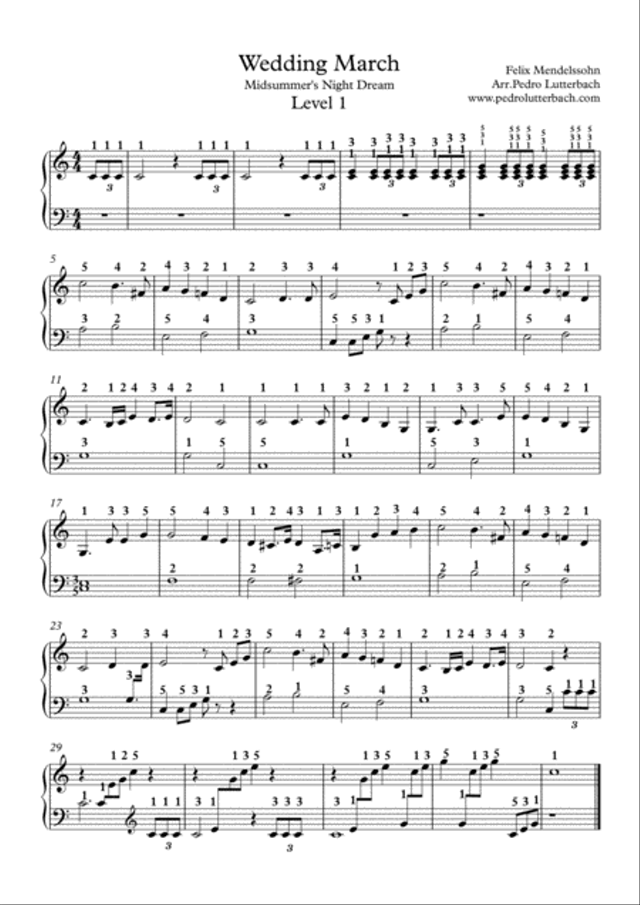 Wedding March Easy Piano scores gallery preview page 1