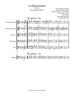 La Rejouissance (from "Heroic Music") (Eb) (Brass Quintet - 2 Trp, 1 Hrn, 1 Trb, 1 Tuba, Timp)
