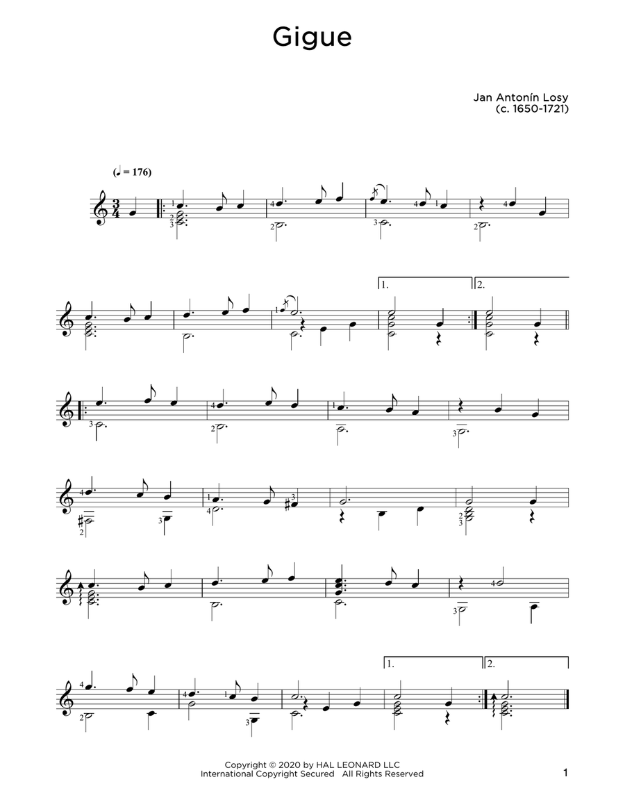 Gigue Acoustic Guitar scores gallery preview page 1