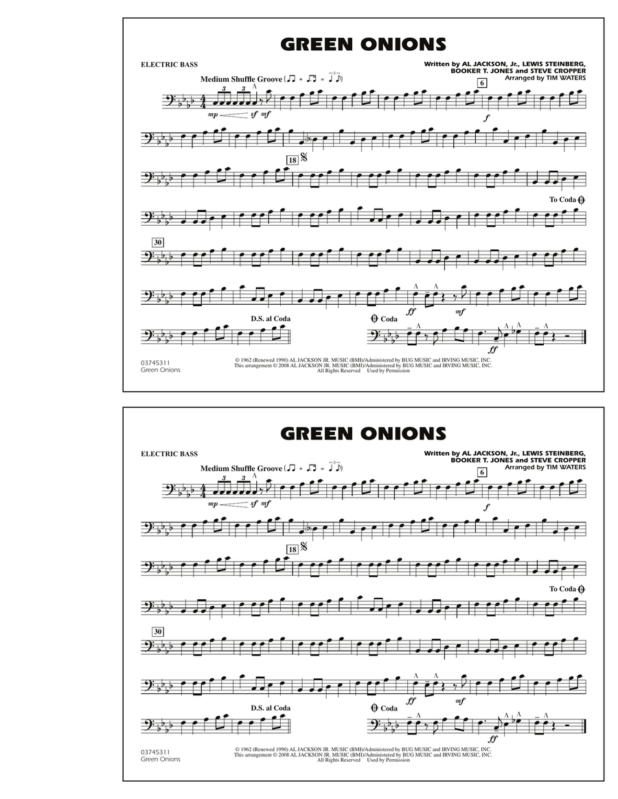 Green Onions - Electric Bass Marching Band scores gallery preview page 1