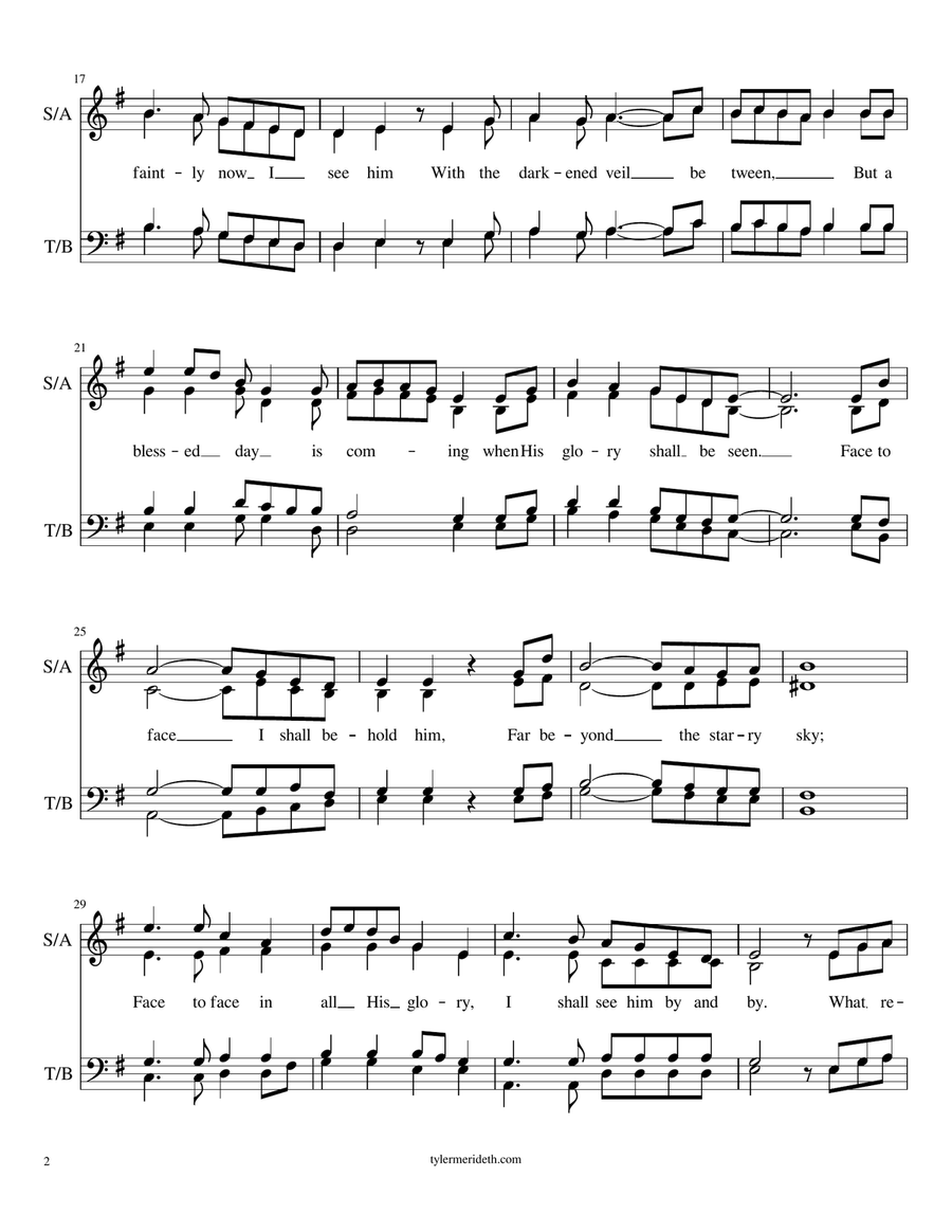 Face To Face With Christ My Savior 4-Part scores gallery preview page 2