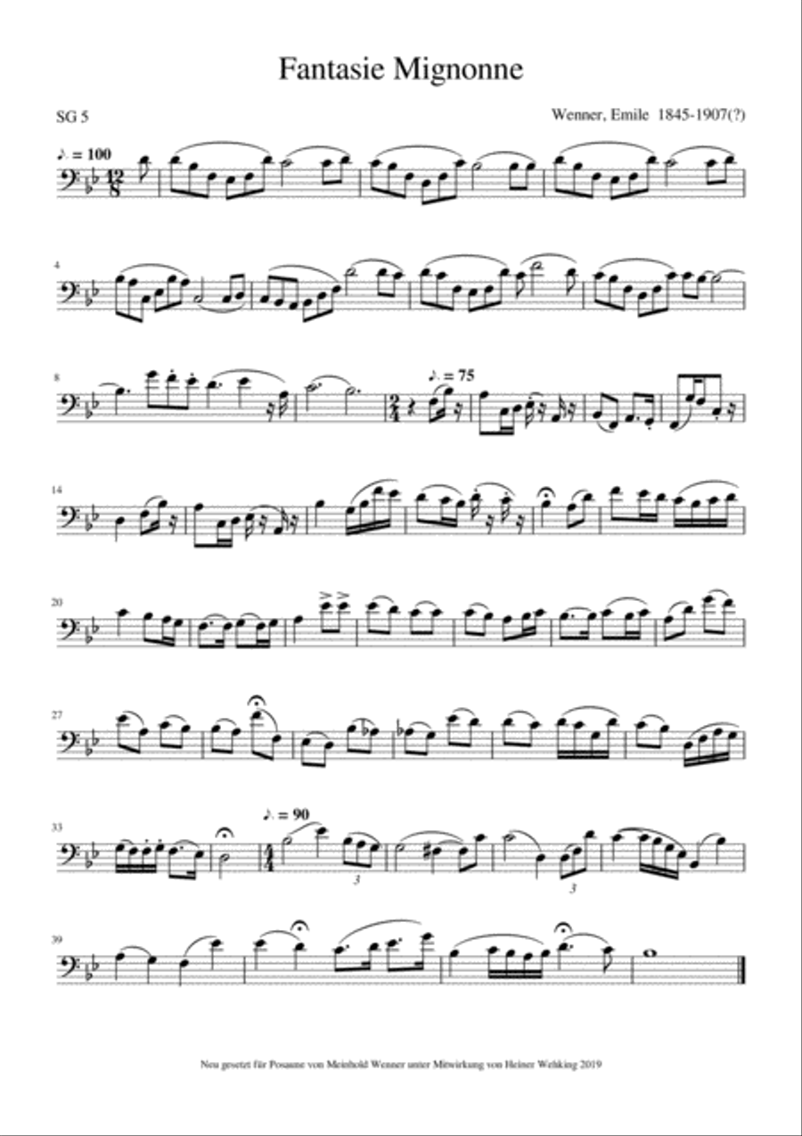 5 Solo Pieces for Trombone Posaune from Wenner, Wieniafski, Zapf, Zelter Trombone Solo Posaune Soli Trombone Solo scores gallery preview page 3
