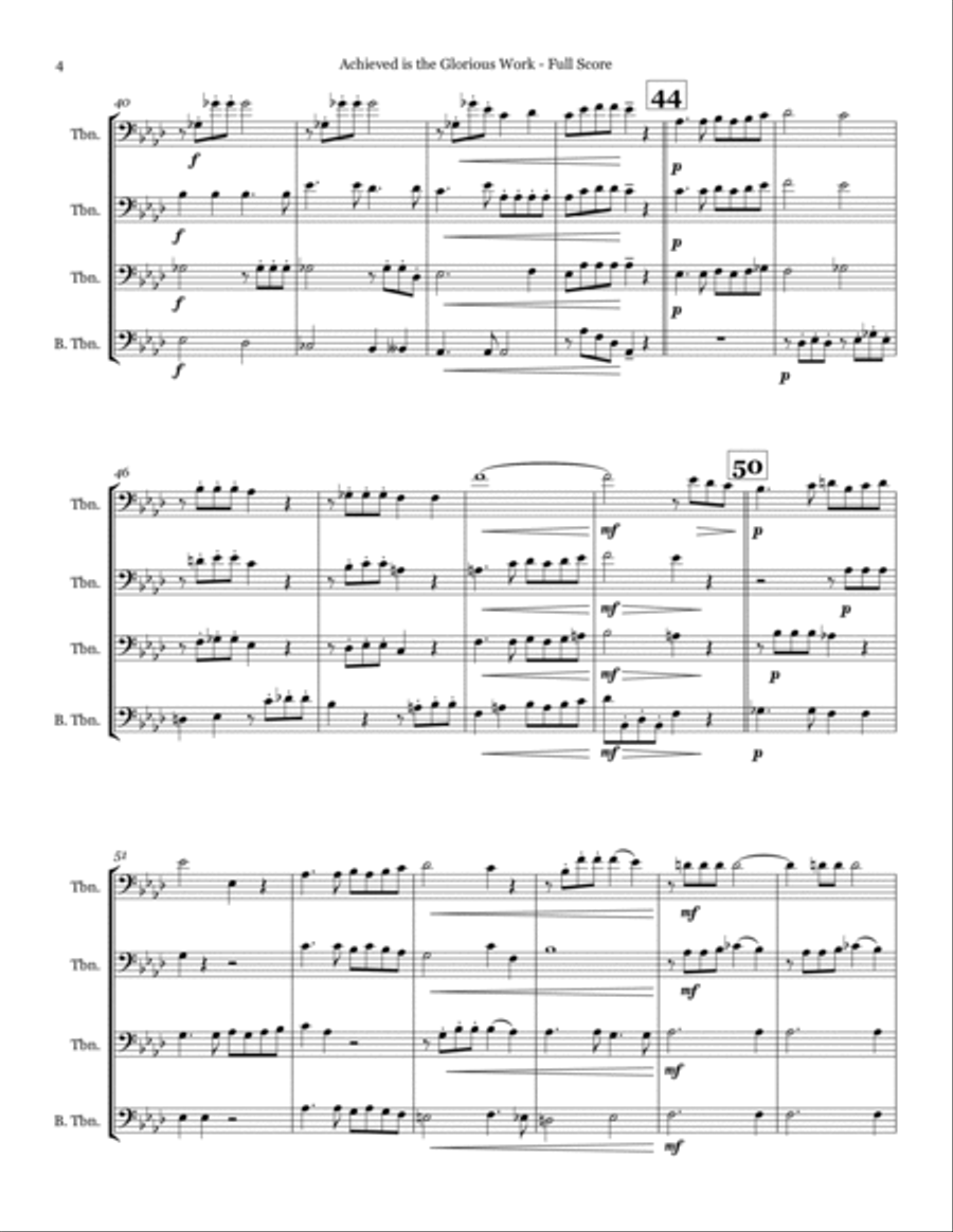 Achieved is the Glorious Work - Trombone Quartet Trombone Quartet scores gallery preview page 4
