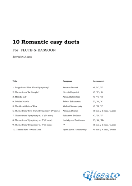 10 Romantic Easy duets for Flute and Bassoon