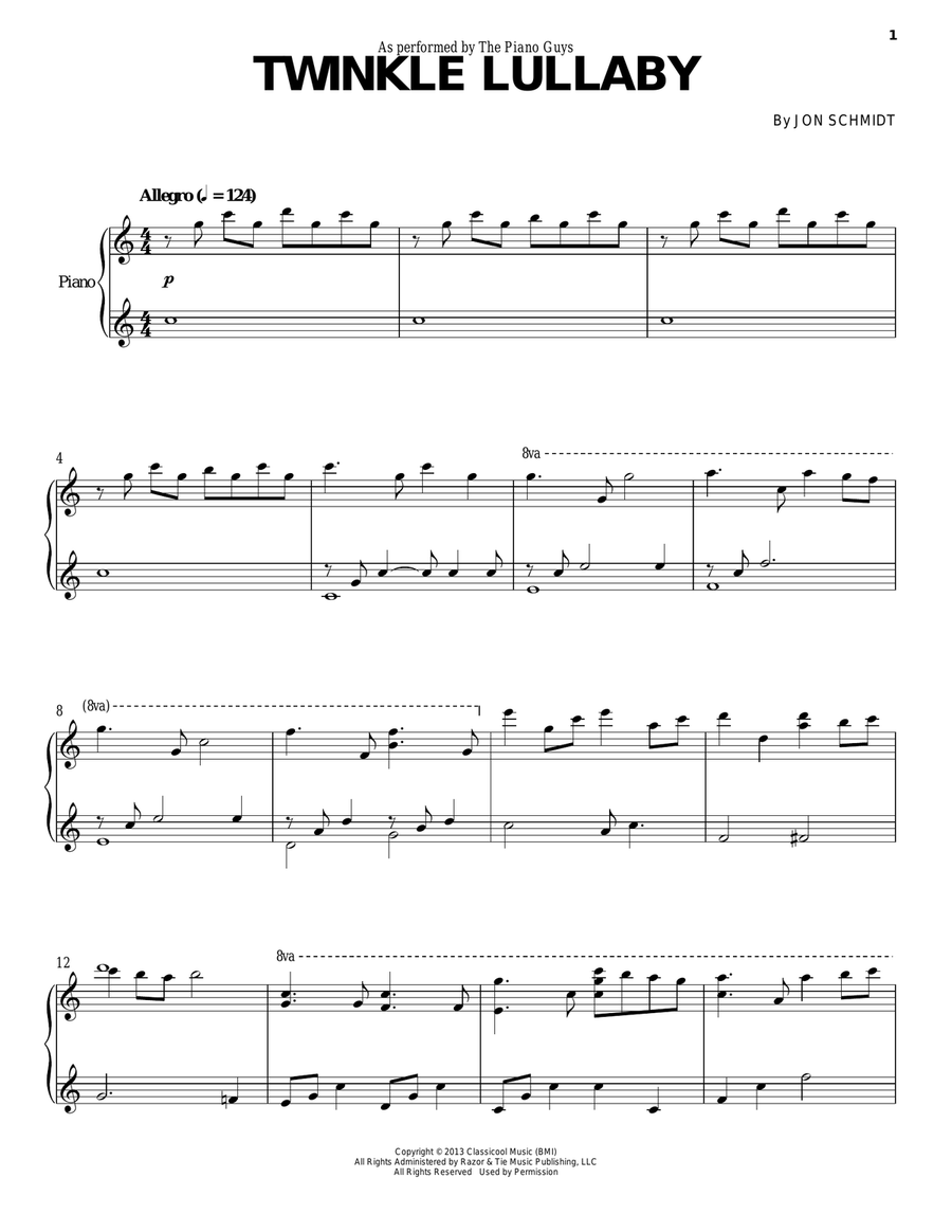 Twinkle Lullaby Piano Solo scores gallery preview page 1
