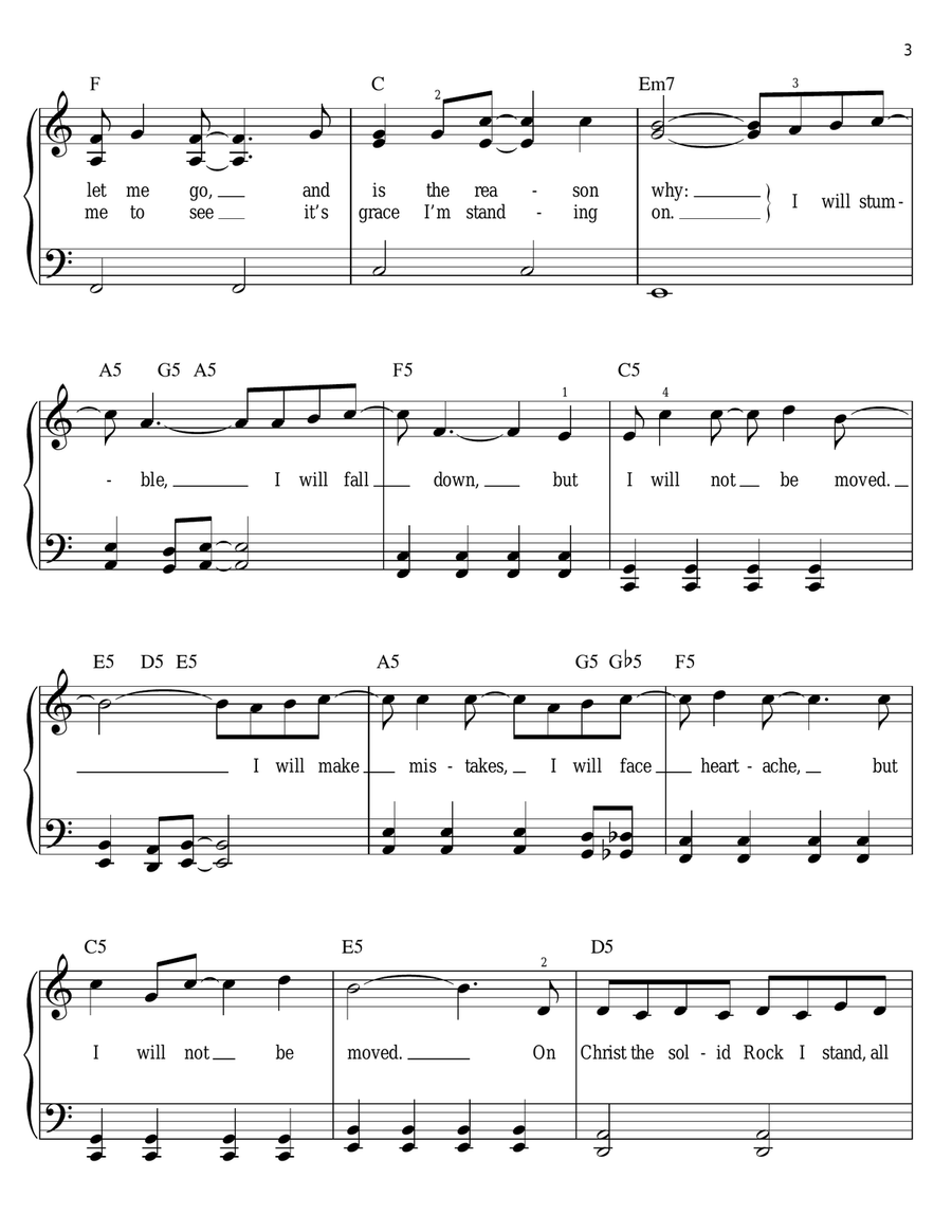 I Will Not Be Moved Easy Piano scores gallery preview page 3