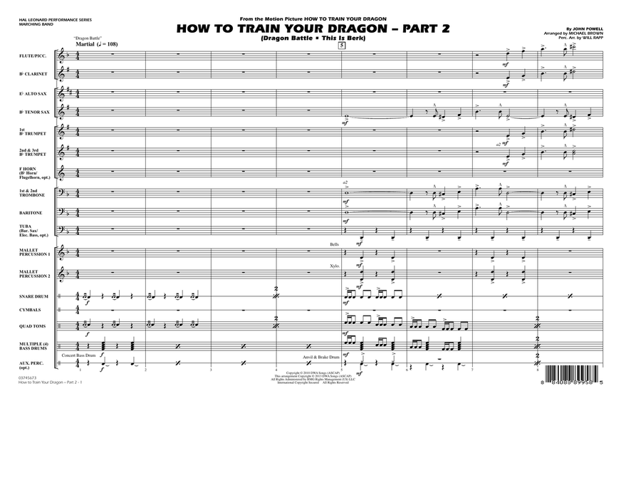 How To Train Your Dragon Part 2 - Conductor Score (Full Score) Marching Band scores gallery preview page 1