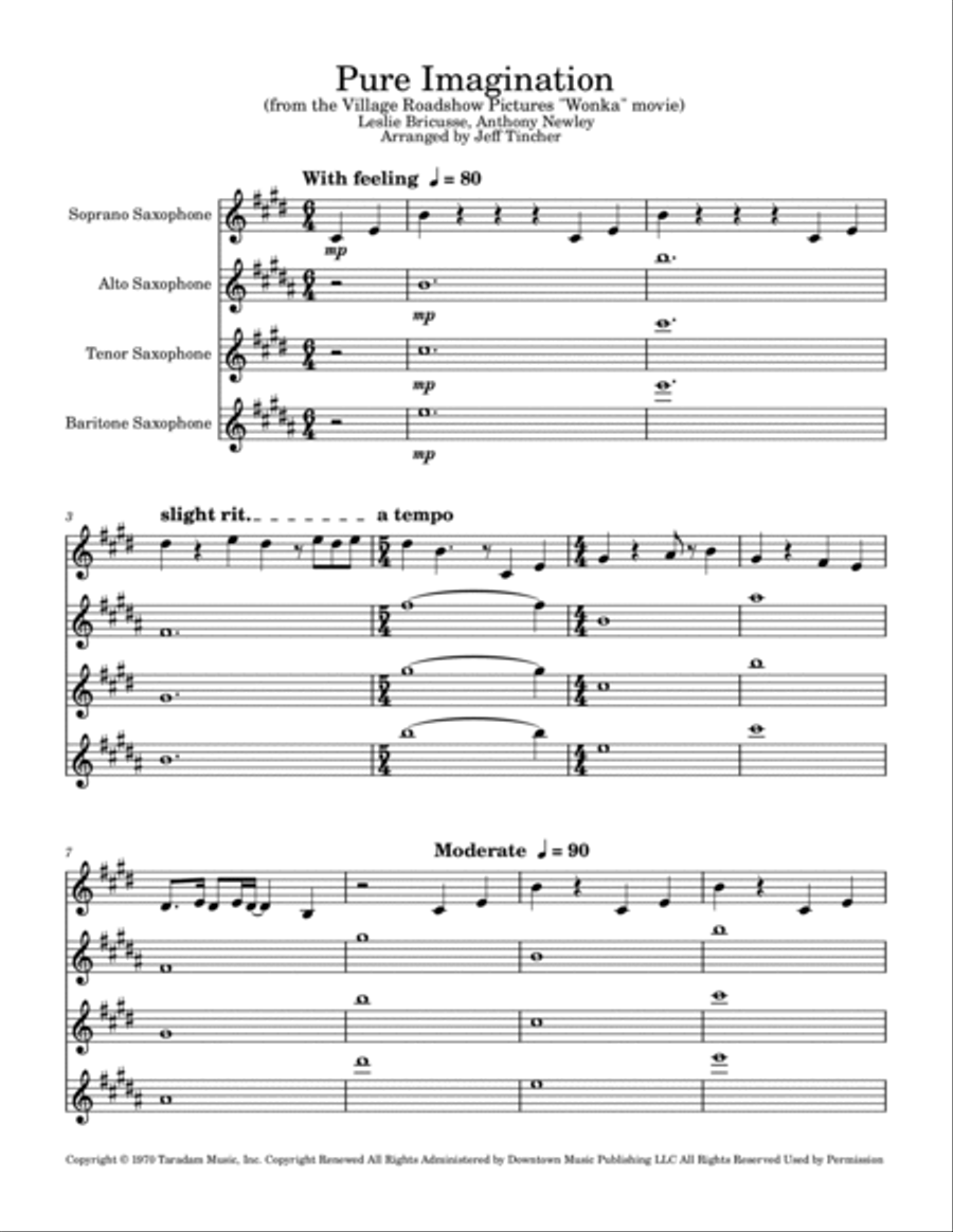 Pure Imagination Saxophone Quartet scores gallery preview page 2