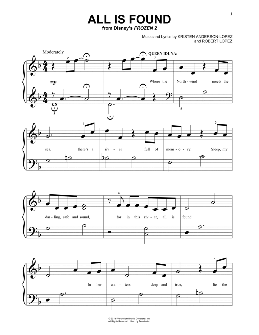 All Is Found (from Disney's Frozen 2) Piano Solo scores gallery preview page 1