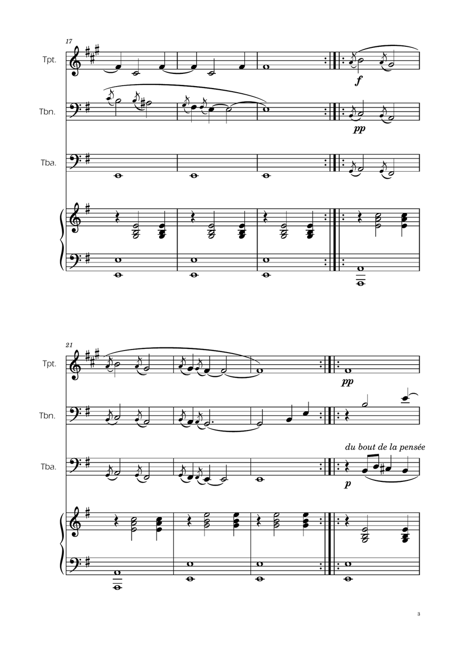 Erik Satie - Gnosienne no1 - Brass Trio w/ Piano Brass Trio scores gallery preview page 3