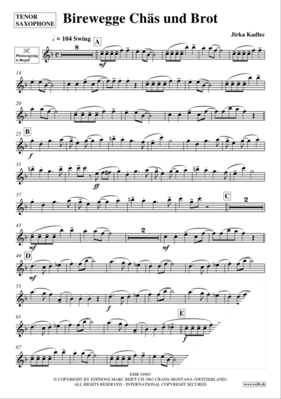 Birewegge Chas und Brot Birewegge Chas und Brot Tenor Saxophone scores gallery preview page 3