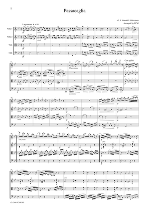 Book cover for Handel/Halvolsen Passacaglia, for string quartet, CH108