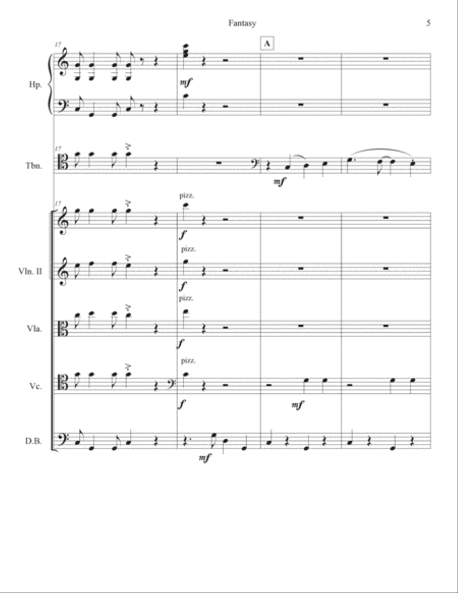 Fantasy for trombone solo, harp and string orchestra String Orchestra scores gallery preview page 6