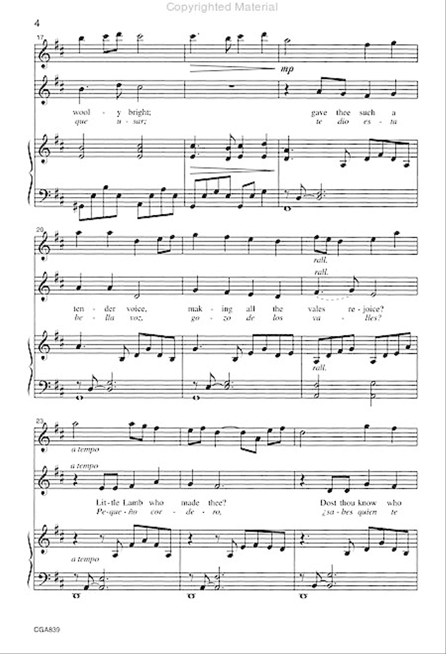 The Lamb (Pequeno Cordero) Unison Choir scores gallery preview page 4