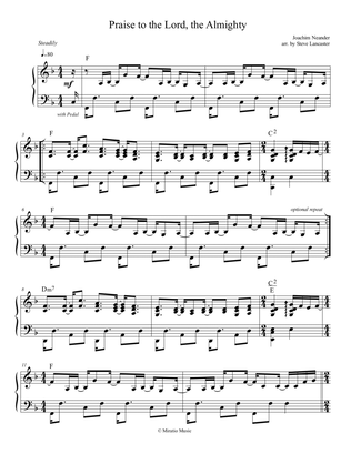 Praise to the Lord, the Almighty - 16th rhythm arr. for solo piano