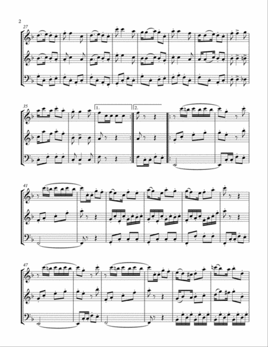Alabama Dream (Cakewalk), by George D. Bernard (1899), arranged for 2 Flutes & Bassoon Woodwind Trio scores gallery preview page 2