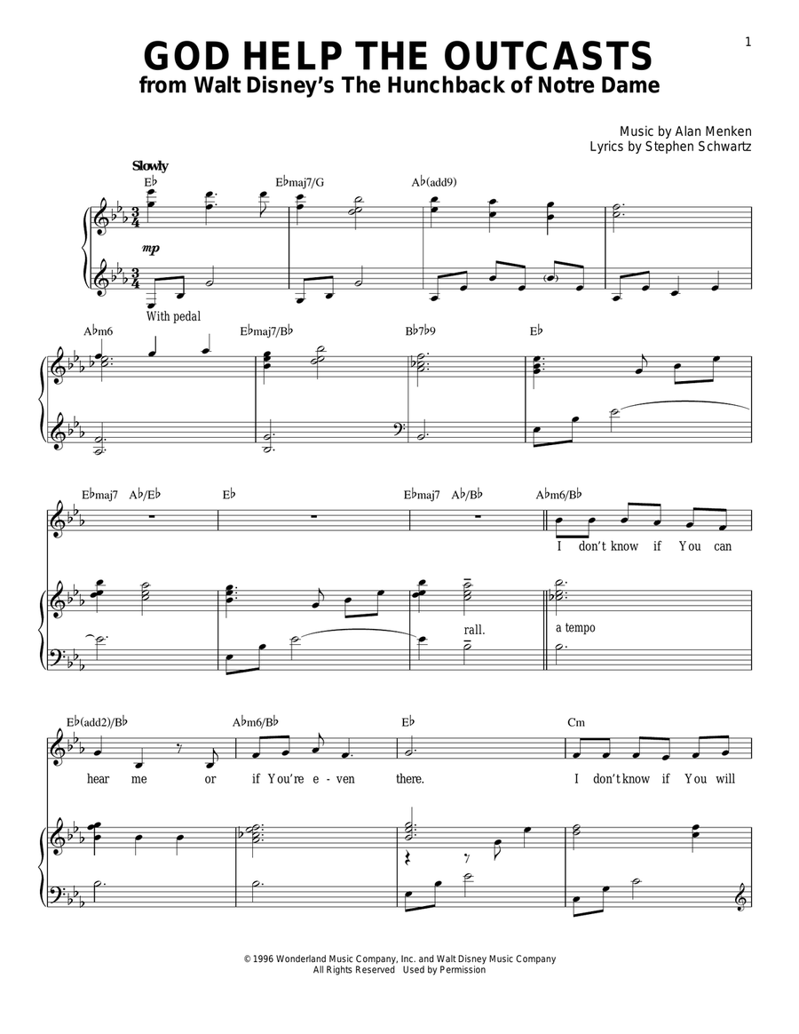 God Help The Outcasts (from The Hunchback Of Notre Dame) Piano, Vocal scores gallery preview page 1