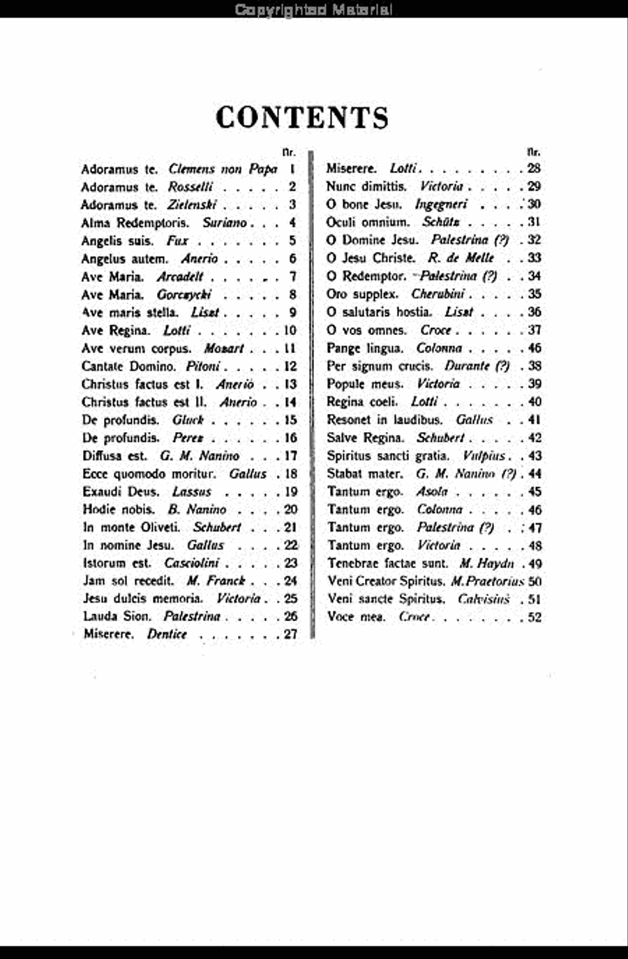 Sacred Motets (52) by Old Masters 4-Part scores gallery preview page 3