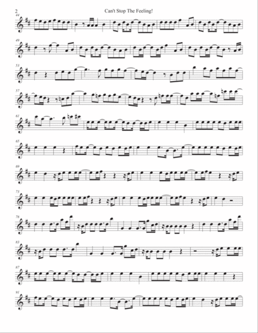 Can't Stop The Feeling from TROLLS Baritone Saxophone scores gallery preview page 2